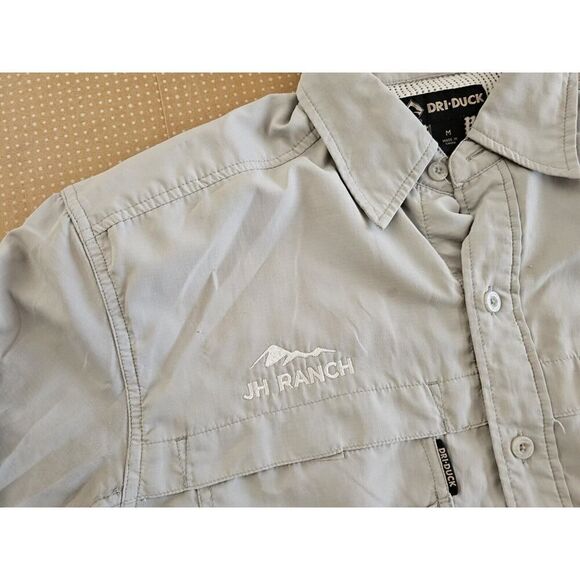 Dri Duck Shirt Mens Medium Gray Long Sleeves Hunting Fishing Fisher Fish Fly - Picture 4 of 11